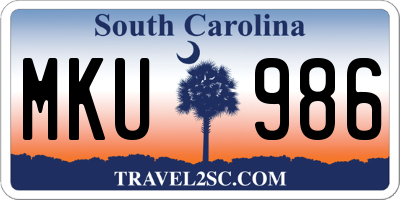 SC license plate MKU986