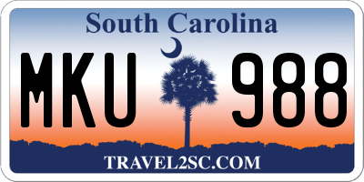 SC license plate MKU988