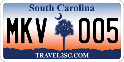 SC license plate MKV005