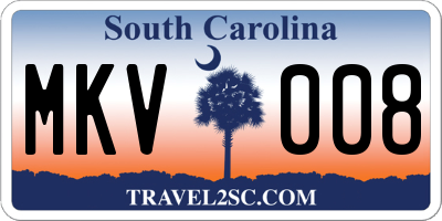 SC license plate MKV008