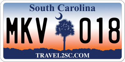 SC license plate MKV018