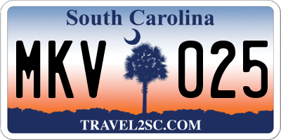 SC license plate MKV025