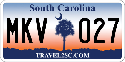 SC license plate MKV027
