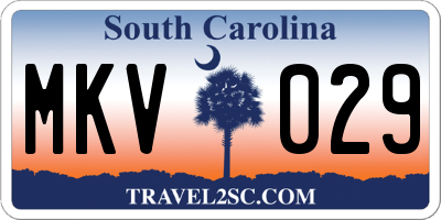 SC license plate MKV029