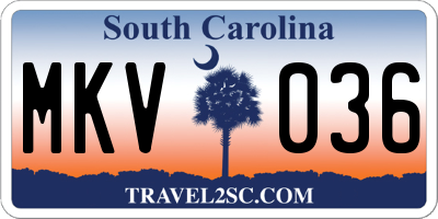 SC license plate MKV036