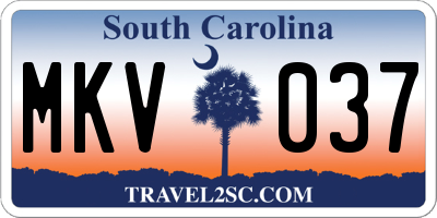 SC license plate MKV037