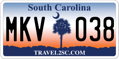 SC license plate MKV038
