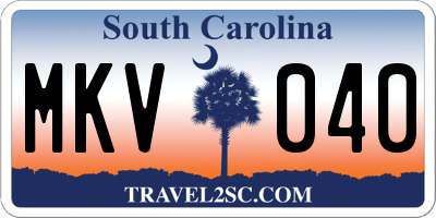 SC license plate MKV040