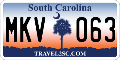 SC license plate MKV063