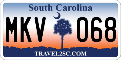 SC license plate MKV068