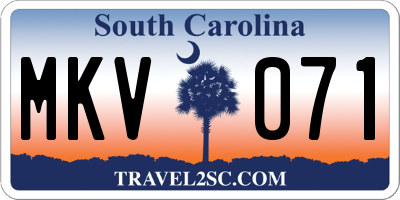 SC license plate MKV071