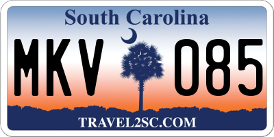 SC license plate MKV085