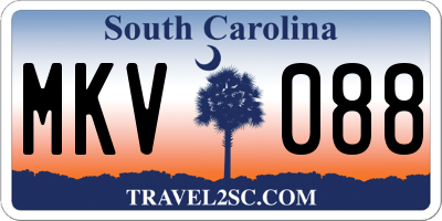 SC license plate MKV088