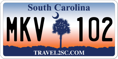 SC license plate MKV102