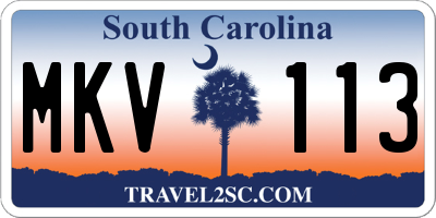 SC license plate MKV113