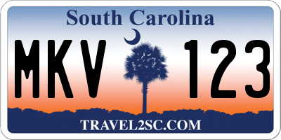 SC license plate MKV123