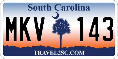 SC license plate MKV143