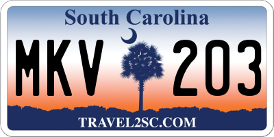 SC license plate MKV203
