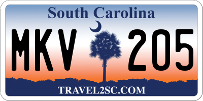 SC license plate MKV205