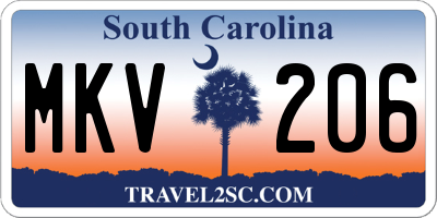 SC license plate MKV206