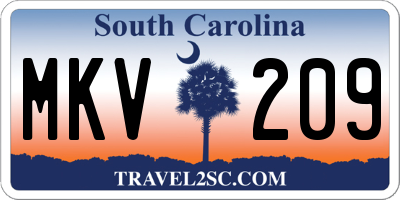 SC license plate MKV209