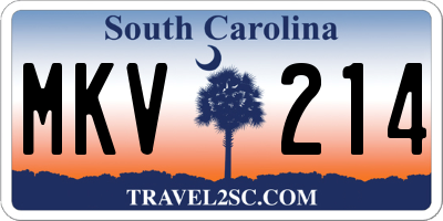 SC license plate MKV214