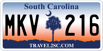 SC license plate MKV216