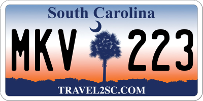 SC license plate MKV223