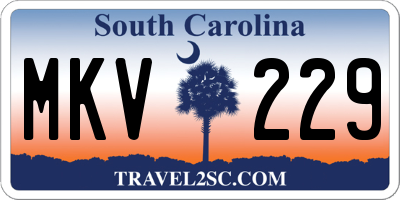 SC license plate MKV229