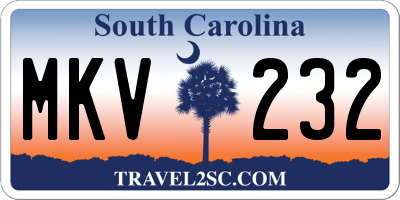SC license plate MKV232