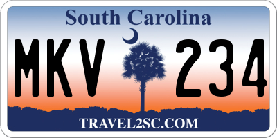 SC license plate MKV234