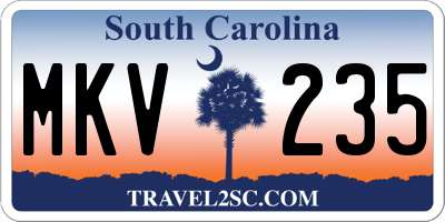 SC license plate MKV235