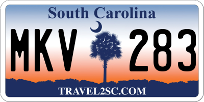 SC license plate MKV283