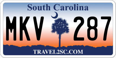 SC license plate MKV287