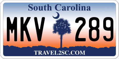 SC license plate MKV289