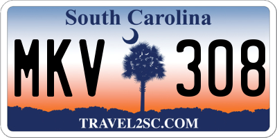 SC license plate MKV308