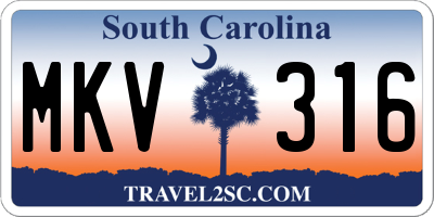 SC license plate MKV316