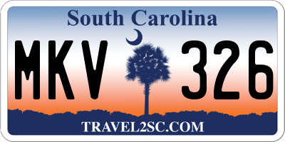 SC license plate MKV326