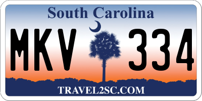 SC license plate MKV334