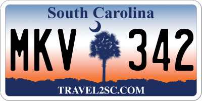 SC license plate MKV342
