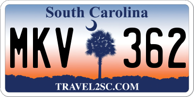 SC license plate MKV362