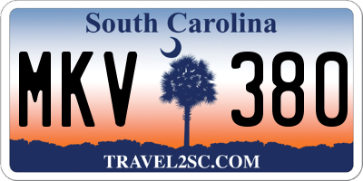 SC license plate MKV380