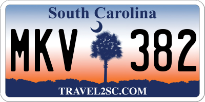 SC license plate MKV382