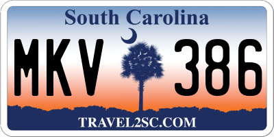 SC license plate MKV386