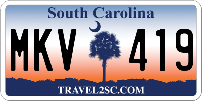 SC license plate MKV419