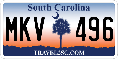 SC license plate MKV496