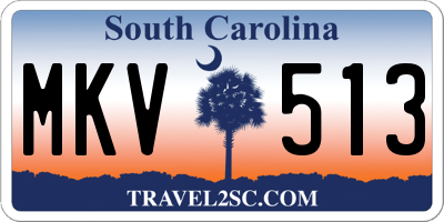 SC license plate MKV513