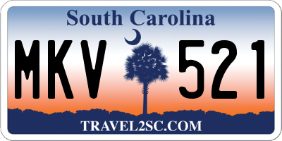SC license plate MKV521