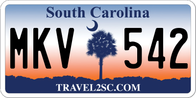 SC license plate MKV542