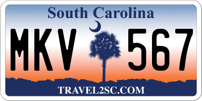 SC license plate MKV567
